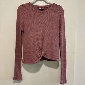 Topshop Dusty Rose Pink Long Sleeve Waffle Top